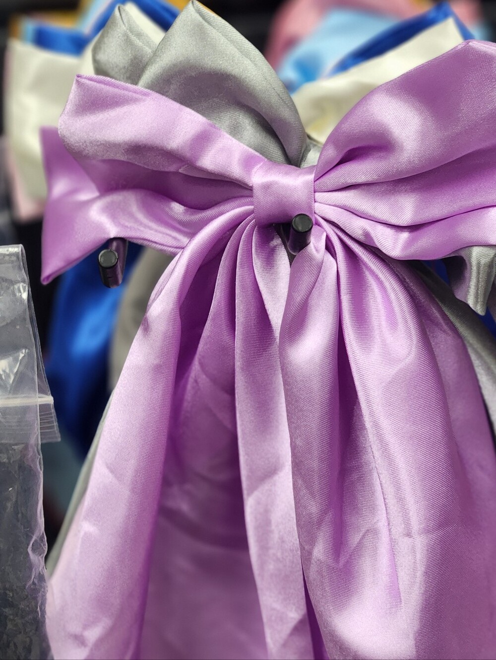 Satin Lavender and Silver Giant Hair Bow for Girls